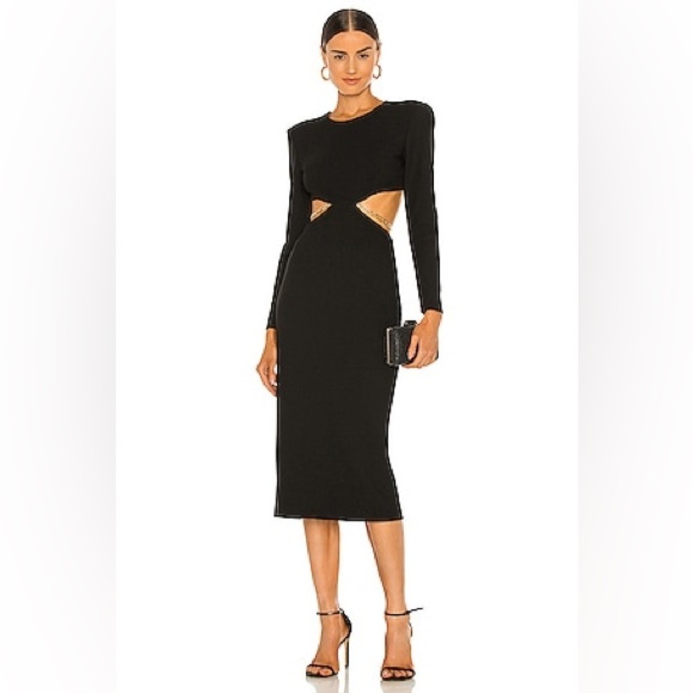 Misha Black Kori Cutout Midi Dress Size 2 - Picture 3 of 11